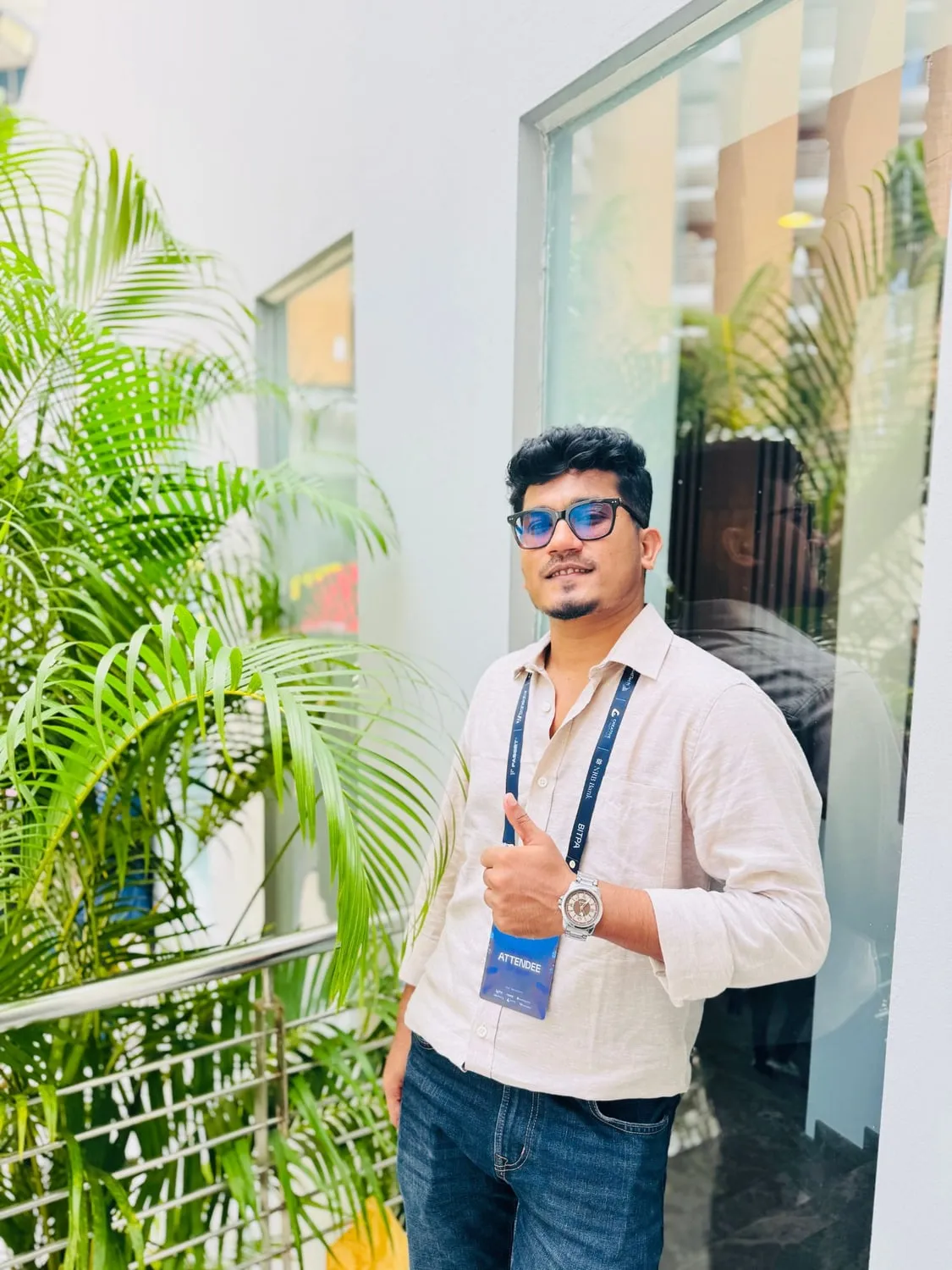Shakawat Hridoy with his BITPA Conference 2026 attendee badge, between sessions at the venue in Cox's Bazar